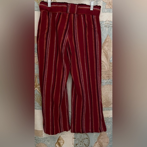 Ludigo Rein Womens Bold Burgundy Striped Linen Ankle Capri Pants Small Dark Wash - Picture 4 of 9